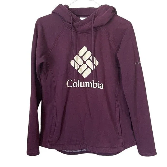 Columbia Womens Purple Pullover Sweatshirt Hoodie w/Logo & Pocket Size XS - EUC - Picture 1 of 7